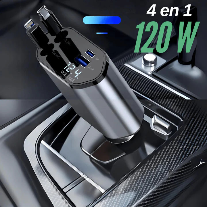 Cargador ULTRA RAPIDO 4 en 1 📱🔋 CABLE RETRACTIL 120W