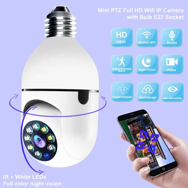 Foco Camara de Seguridad de 360° con Wifi Full HD