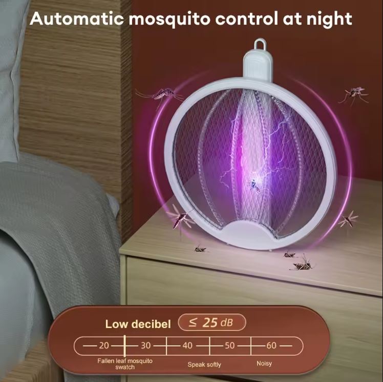 Matamoscas Eléctricos Plegables, Dispositivos Portátiles para Insectos con Función de Atracción de Luz Morada