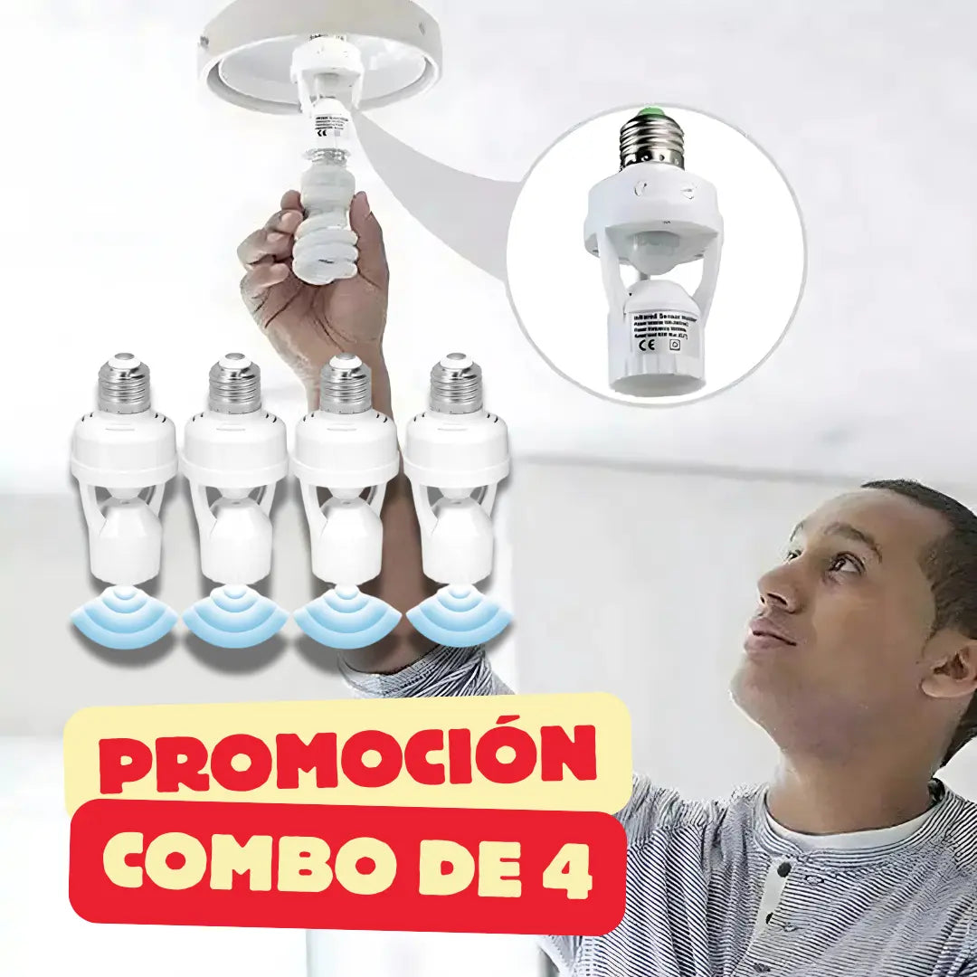 Pack de 4 Porta focos - Lámparas con sensor de movimiento