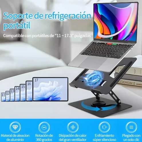 CoolStand™ Pro :🧊⚙️ Soporte con ventilador que cuida tu laptop y tu postura