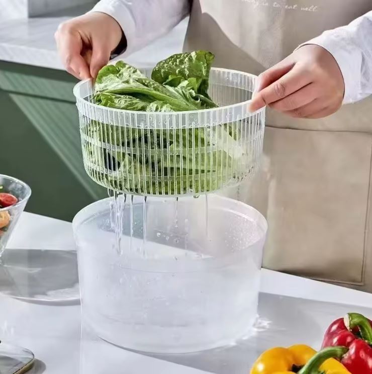 FreshSpin™:El Colador 3 en 1 para Ensaladas Frescas, Frutas y Verduras Siempre Listas 🥗