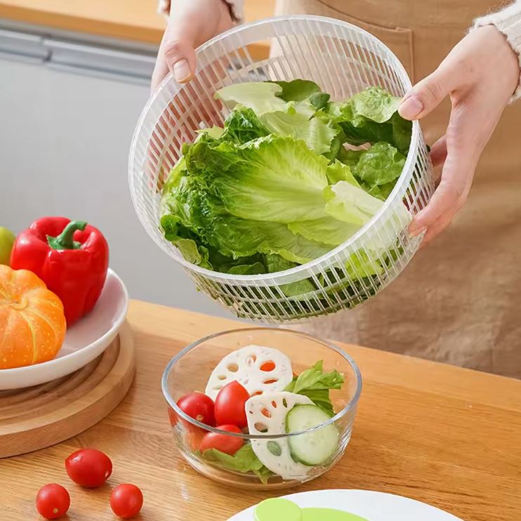 FreshSpin™:El Colador 3 en 1 para Ensaladas Frescas, Frutas y Verduras Siempre Listas 🥗
