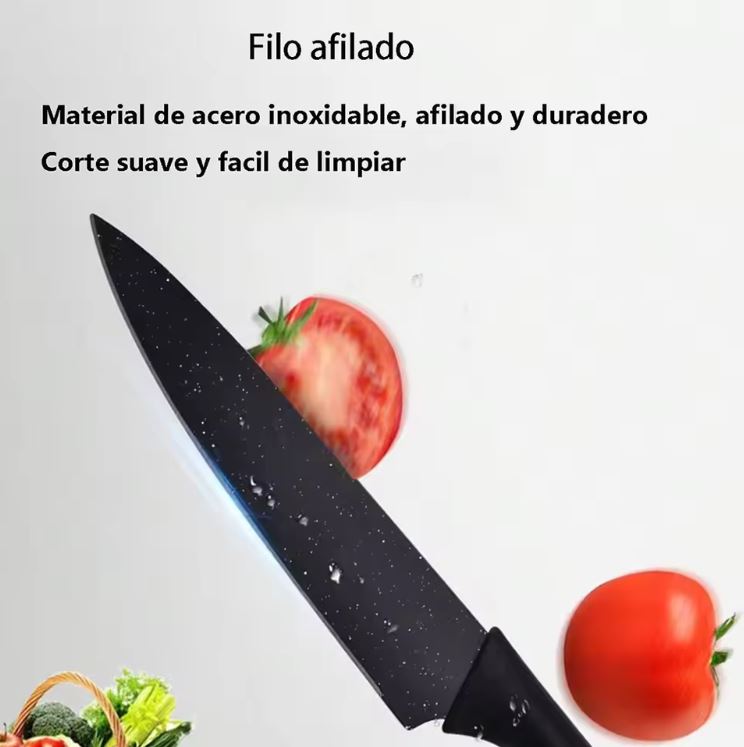 KitchenPro Max™:Hojas ultra afiladas de acero inoxidable con recubrimiento antiadherente