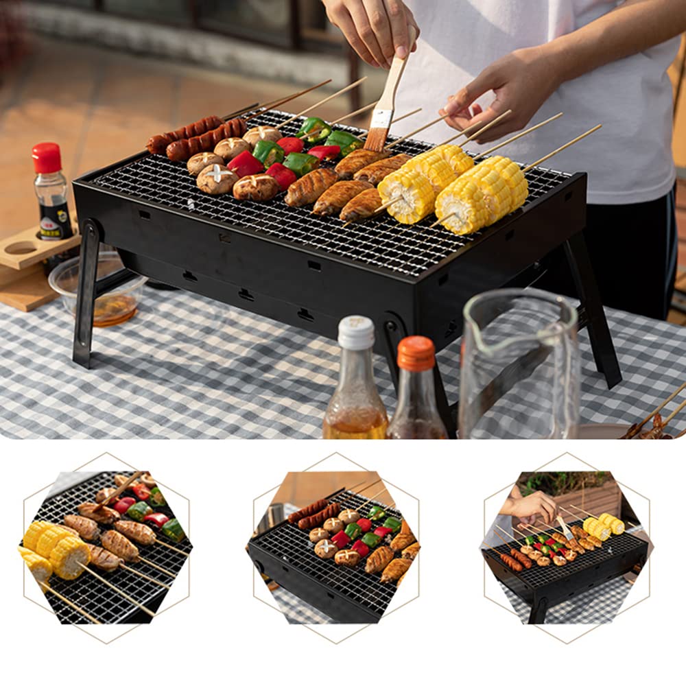 Asador de carne portátil a carbón con parrilla
