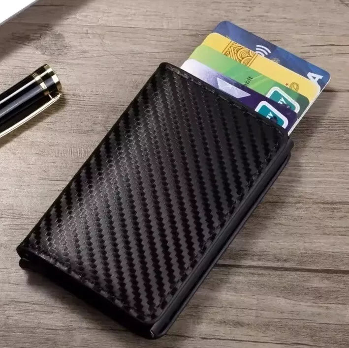Cartera Con Bloqueo Rfid, Cuero + Fibra de carbono