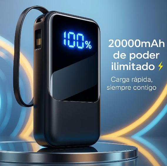 Power Bank Batería Portátil 20000mah carga rápida incorporada con pantalla digital de 4 cables Banco de energía externo
