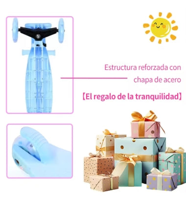 Scooter plegable de tres ruedas de un solo pedal para niños