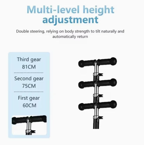 Patinete Diablo con Luces en las Llantas, Patinete Plegable de 3 Ruedas para Niños, Patinete Plegable para Niños con Luces y Frenos Traseros