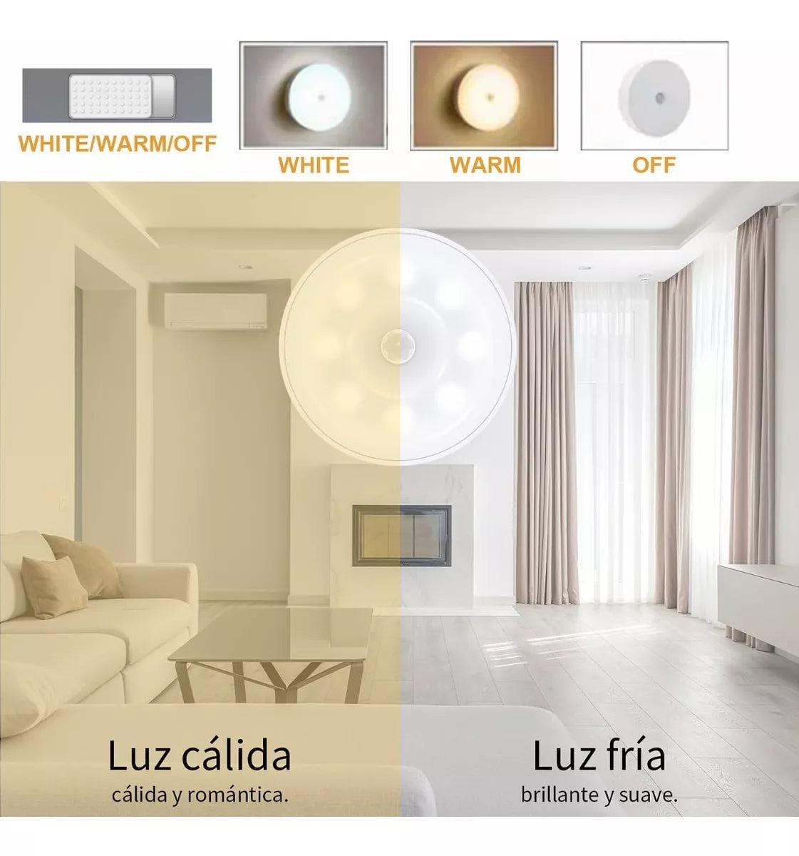 Luz De Noche Con Sensor De Movimiento Recargable Por Usb (Pack de 4)