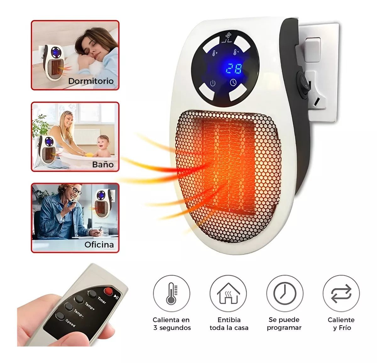 Calefactor con CONTROL REMOTO 🖲️ 500W🌡️ Portable Heater