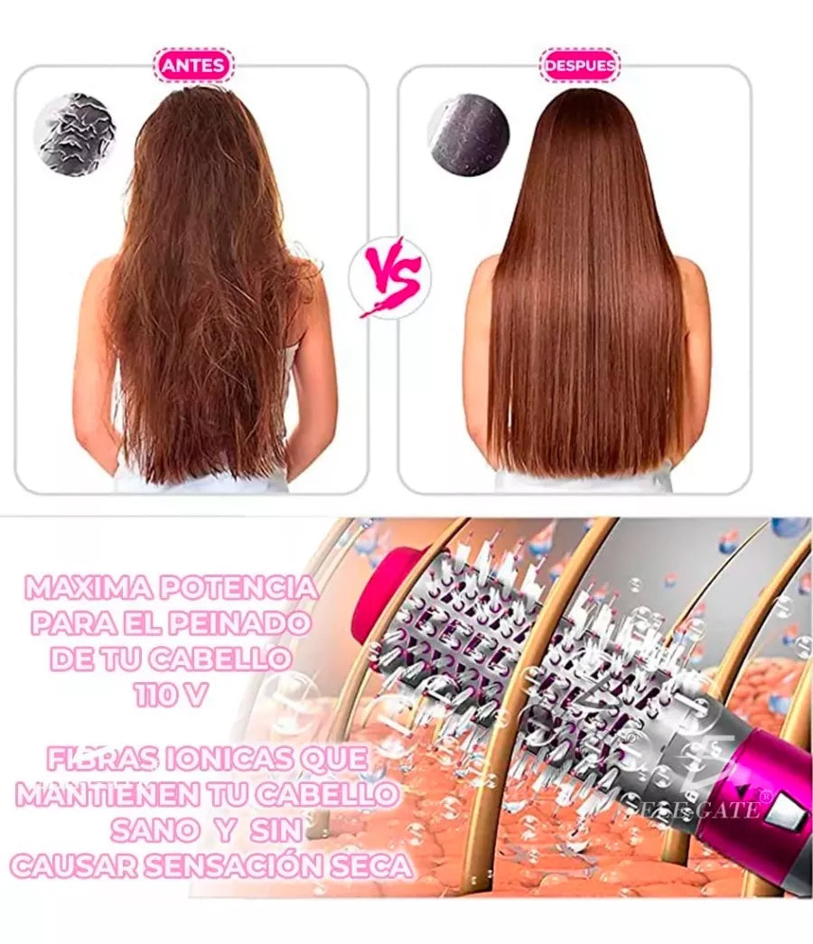 MULTICABEZAL 5 EN 1 👩🦱 CEPILLO ALISADOR, SECADOR, RIZADOR DE PELO