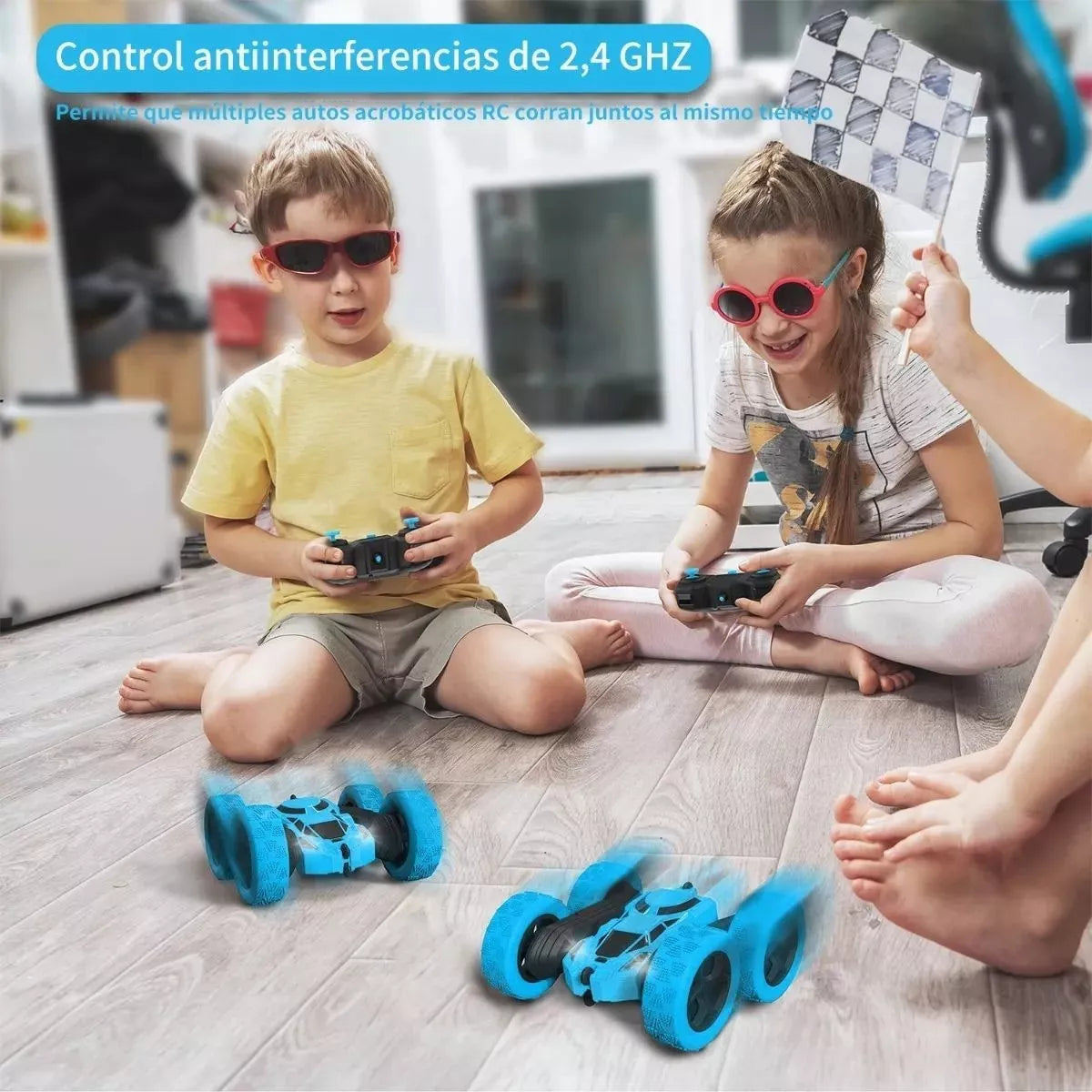 Coche Todoterreno RECARGABLE 360 🚗 + 🎮 Doble Cara, Drift, Color Azul