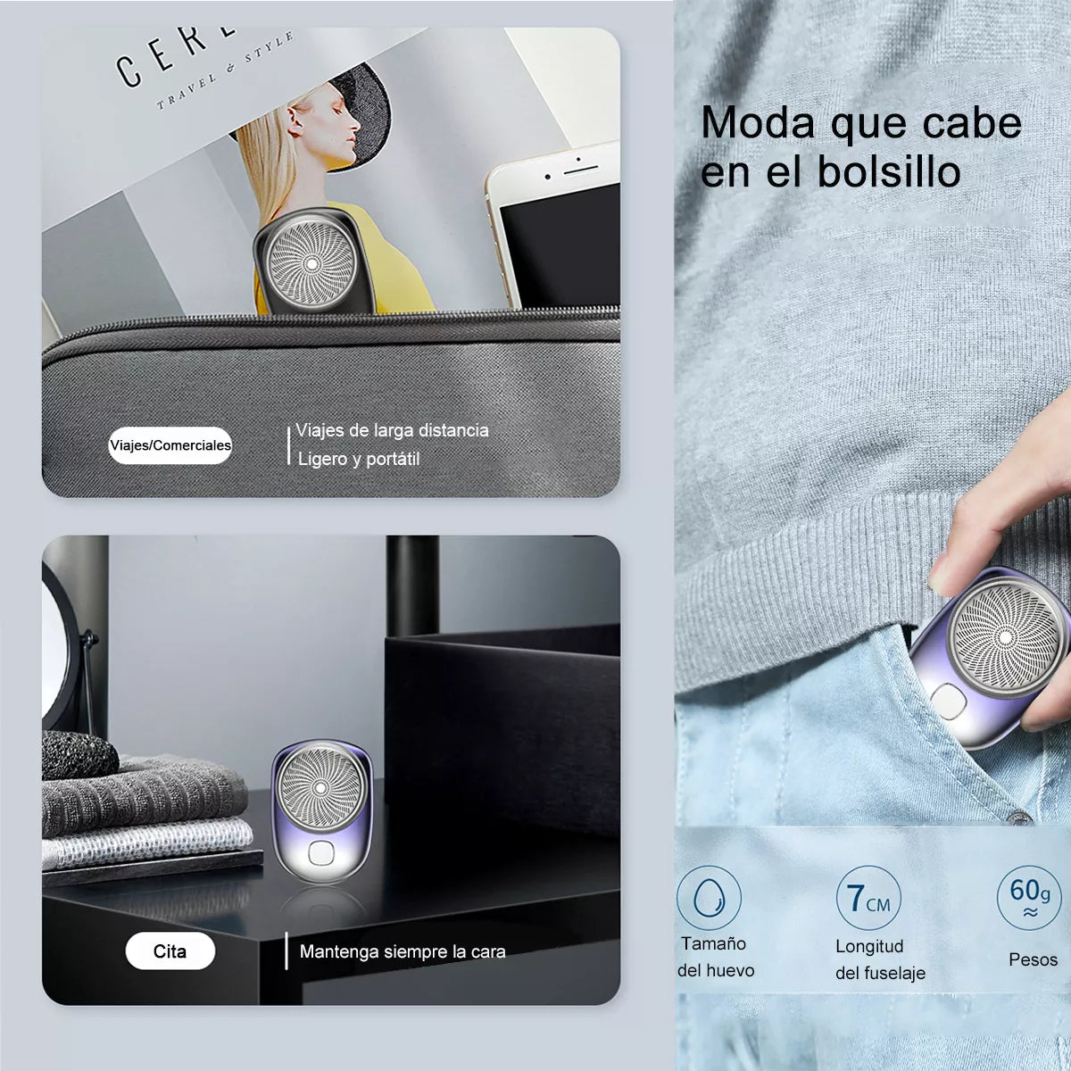 Afeitadora RECARGABLE 💈 Portátil Lavable Inalámbrica Usb