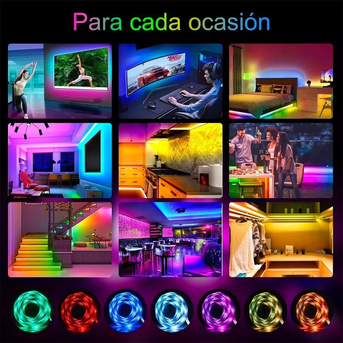 Tiras Led 30 METROS⭐ Groove Bluetooth+Control Remoto Rgb (2rollosx15m)