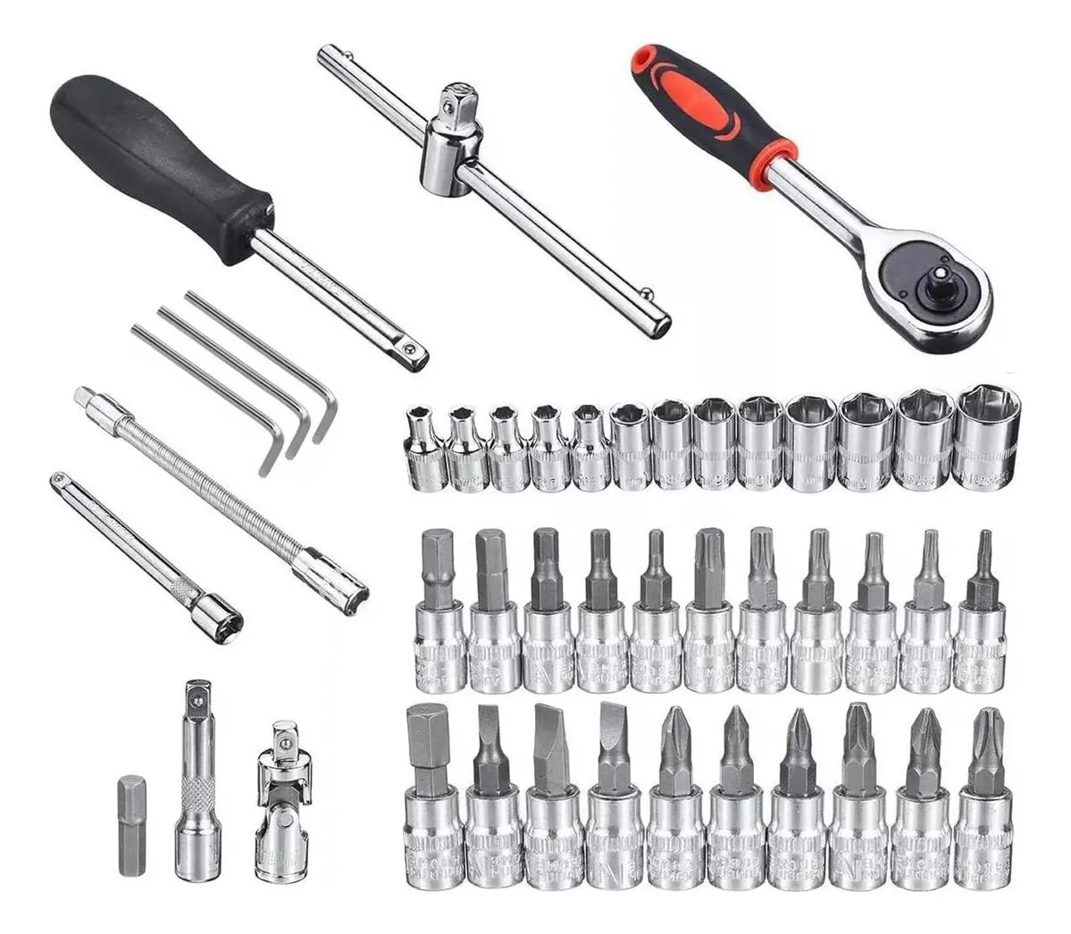 Kit de Llaves de Tubo Hexagonal Interno de 53 Piezas - Incluye llaves hexagonal internas, tubos y llaves de trinquete