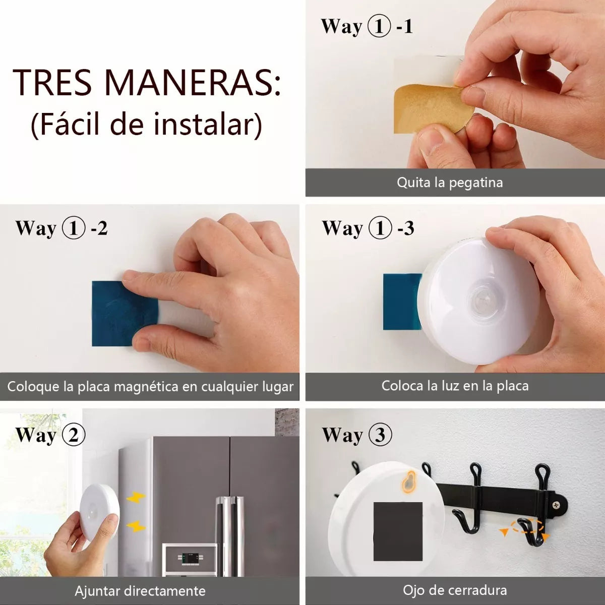 Luz De Noche Con Sensor De Movimiento Recargable Por Usb (Pack de 4)