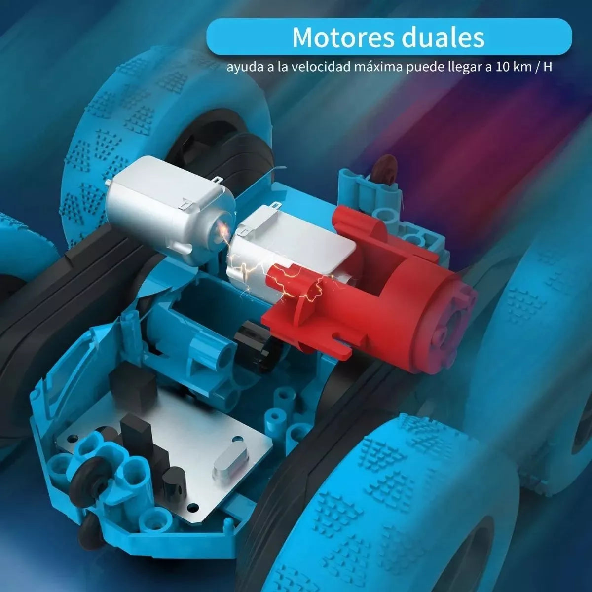 Coche Todoterreno RECARGABLE 360 🚗 + 🎮 Doble Cara, Drift, Color Azul