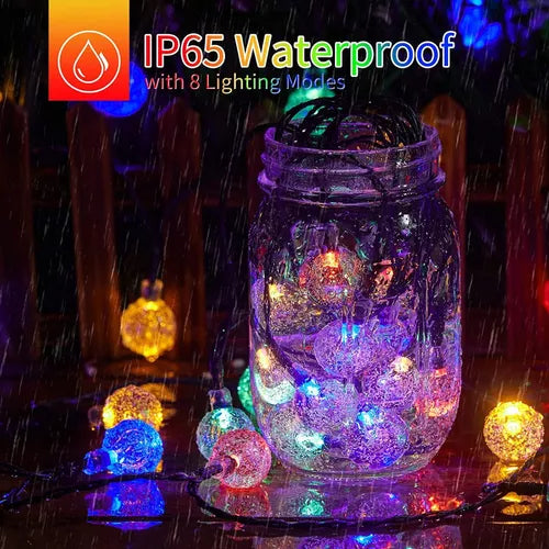Guirnalda De Luces CARGA SOLAR 11 m 60 Focos Exterior COLORES
