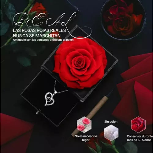 Collar De Corazón Y Flor Eterna 💖 PROMO San Valentín
