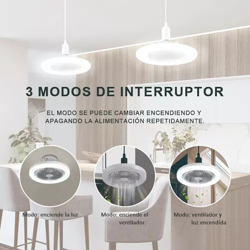 Ventilador + Luz Led FOCO ⚡ Silencioso y Moderno 3 Modos!