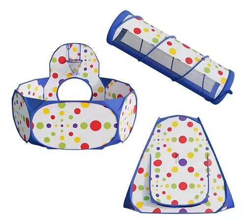 🏖️Juego Túnel de 3 Piezas Plegable de Piscina de Bolas Oceánicas🌊