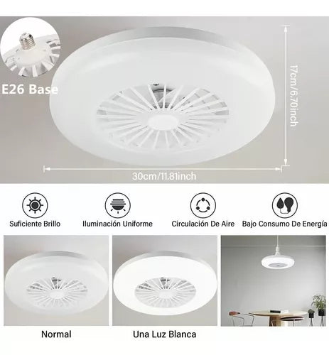 Ventilador + Luz Led FOCO ⚡ Silencioso y Moderno 3 Modos!