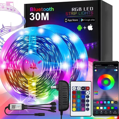 Tiras Led 30 METROS⭐ Groove Bluetooth+Control Remoto Rgb (2rollosx15m)