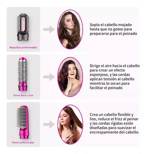 MULTICABEZAL 5 EN 1 👩🦱 CEPILLO ALISADOR, SECADOR, RIZADOR DE PELO