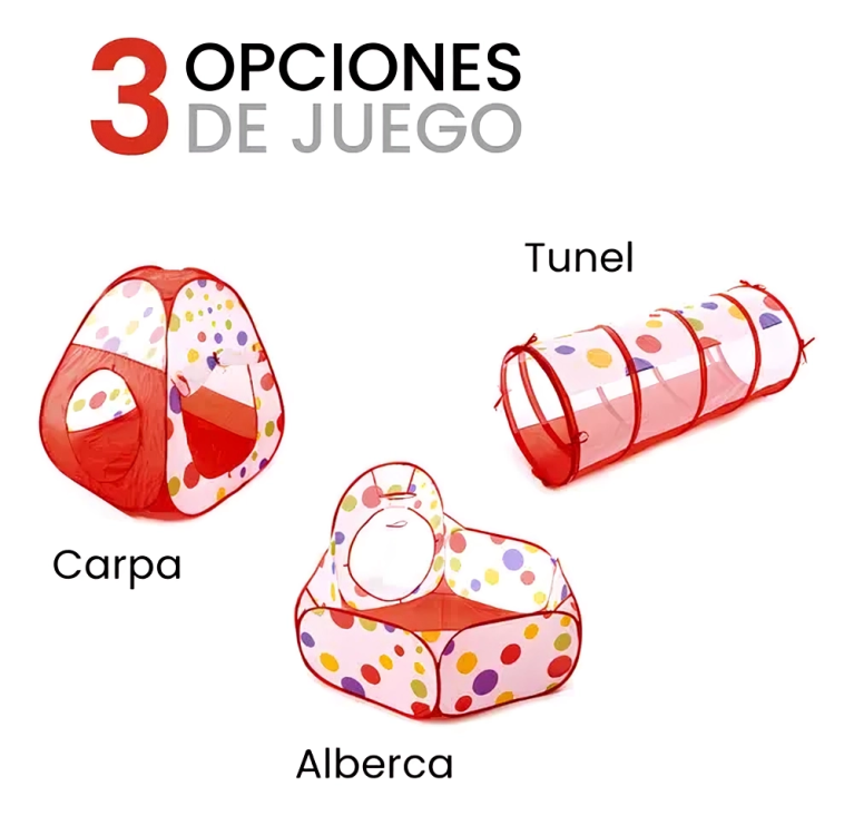 🏖️Juego Túnel de 3 Piezas Plegable de Piscina de Bolas Oceánicas🌊