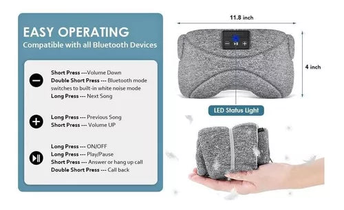 Antifaz Con Auriculares BLUETOOTH🌜 Super Suave Para Dormir