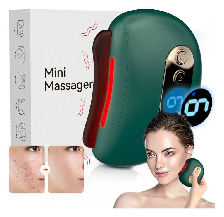 GlowStone™:Masajeador Facial con Calor, Vibración y Luz Roja