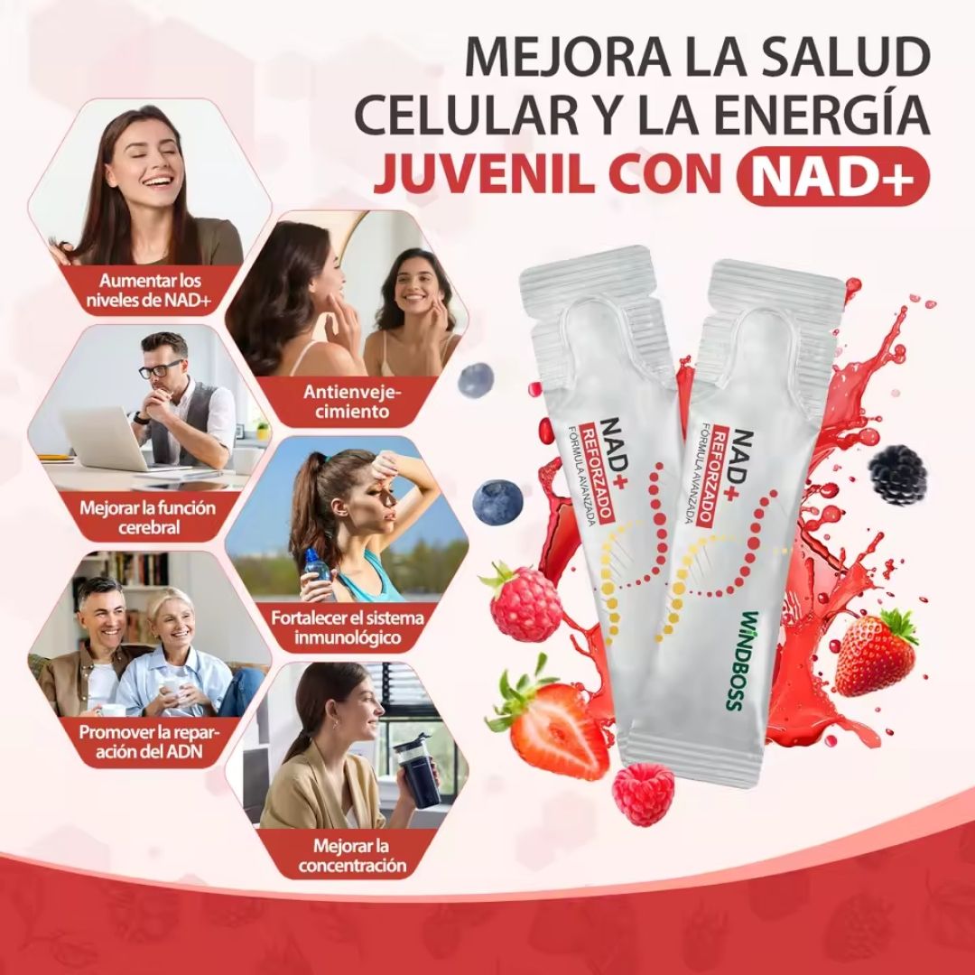 Windboss Suplemento líquido de NAD+ | Versión en sobres | 30 unidades | Parte de una rutina diaria para el bienestar y energía natural