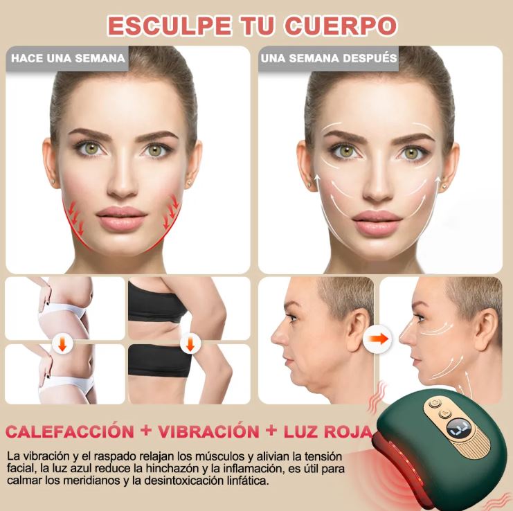 GlowStone™:Masajeador Facial con Calor, Vibración y Luz Roja