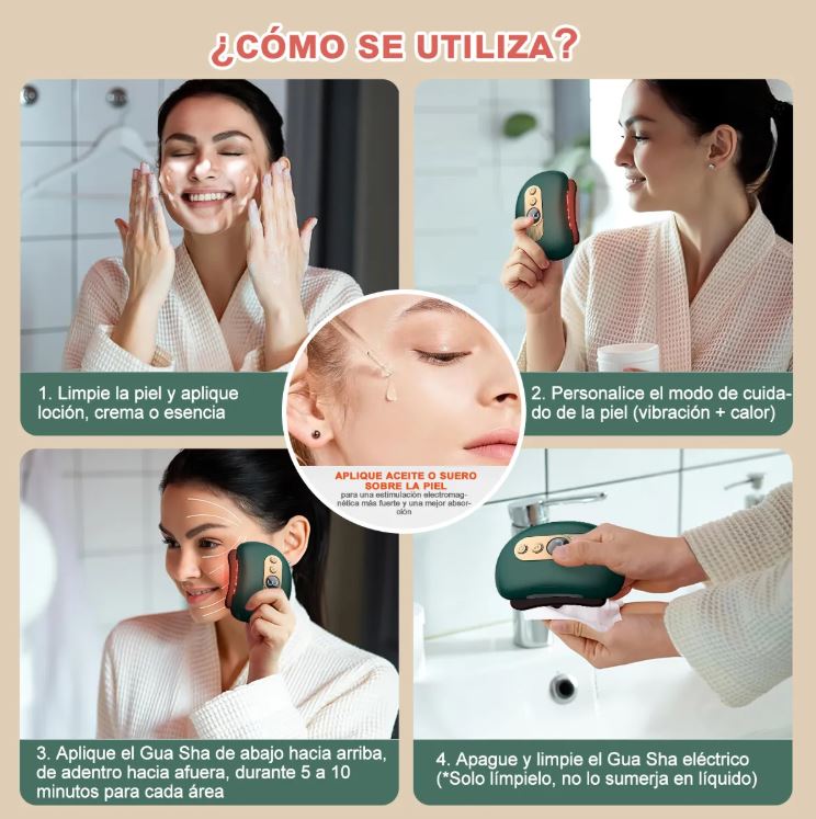 GlowStone™:Masajeador Facial con Calor, Vibración y Luz Roja