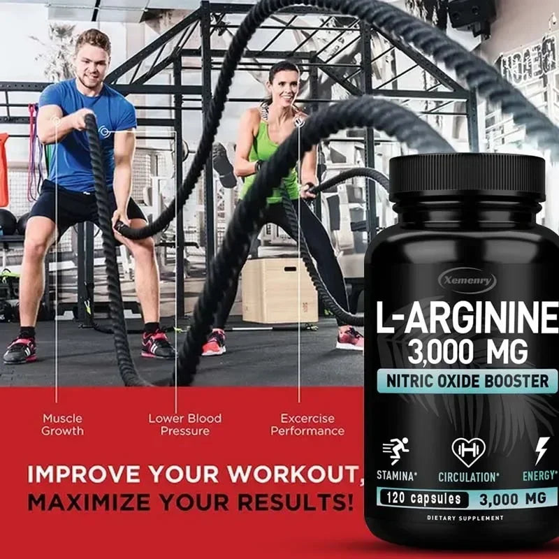 Muscle Flow X™ – Activa tu fuerza desde la raíz - L-Arginina + Oxido nítrico (120 cápsulas - para 2 meses)