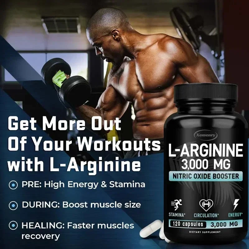Muscle Flow X™ – Activa tu fuerza desde la raíz - L-Arginina + Oxido nítrico (120 cápsulas - para 2 meses)