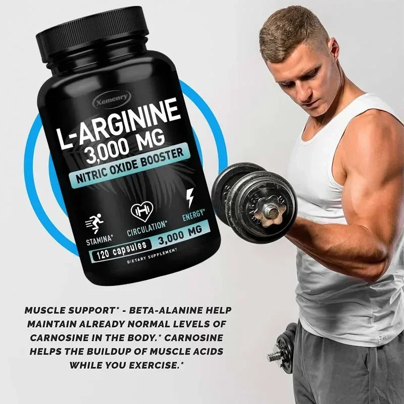 Muscle Flow X™ – Activa tu fuerza desde la raíz - L-Arginina + Oxido nítrico (120 cápsulas - para 2 meses)