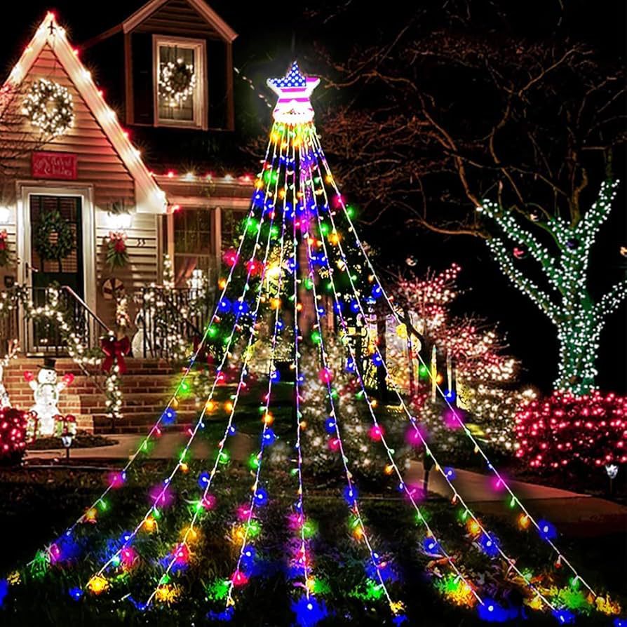 Cascada navideña de colores