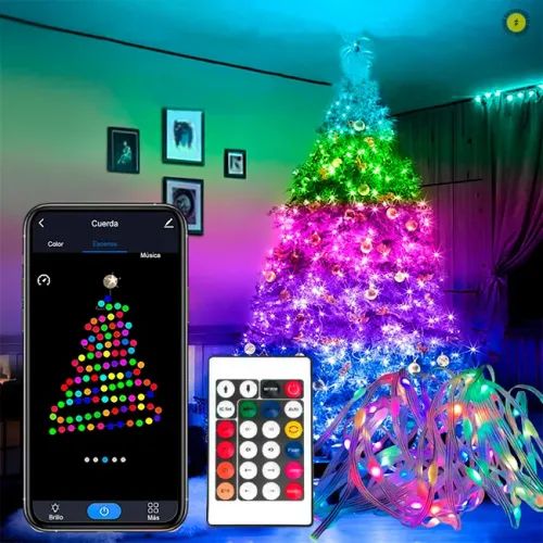Luz led 10 m con aplicación Bluetooth para árbol de navidad