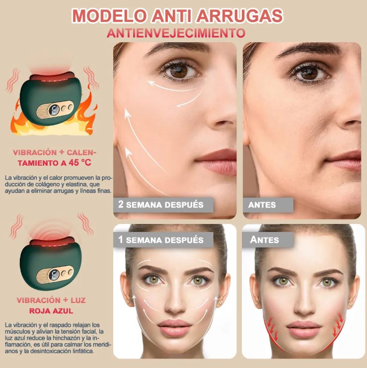 GlowStone™:Masajeador Facial con Calor, Vibración y Luz Roja
