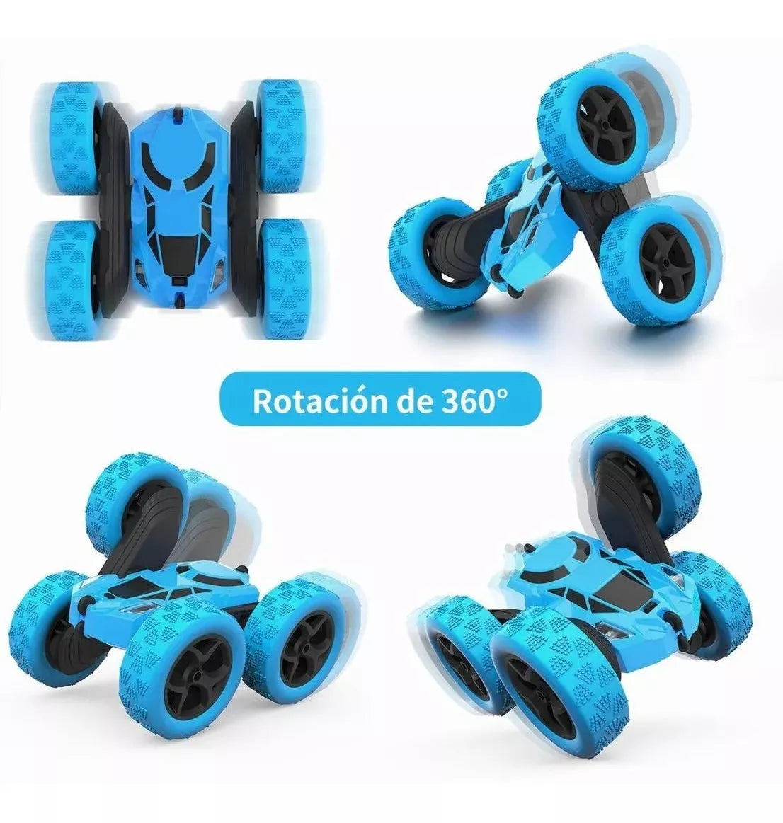 Coche Todoterreno RECARGABLE 360 🚗 + 🎮 Doble Cara, Drift, Color Azul