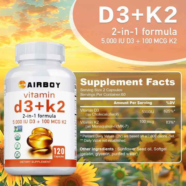 No es magia, es ciencia: D3 + K2, el combo que tu cuerpo pedía - 120 CAPSULAS ( 2 MESES )