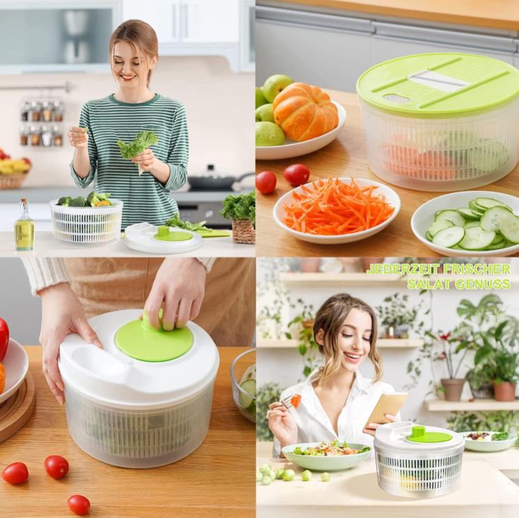 FreshSpin™:El Colador 3 en 1 para Ensaladas Frescas, Frutas y Verduras Siempre Listas 🥗