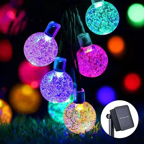 Guirnalda De Luces CARGA SOLAR 11 m 60 Focos Exterior COLORES