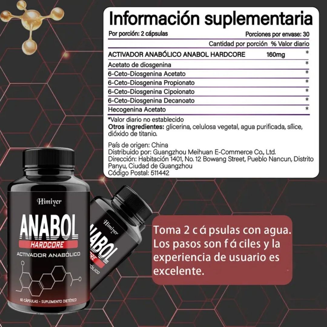 ANABOL, suplemento de apoyo para la salud masculina, fórmula premium.