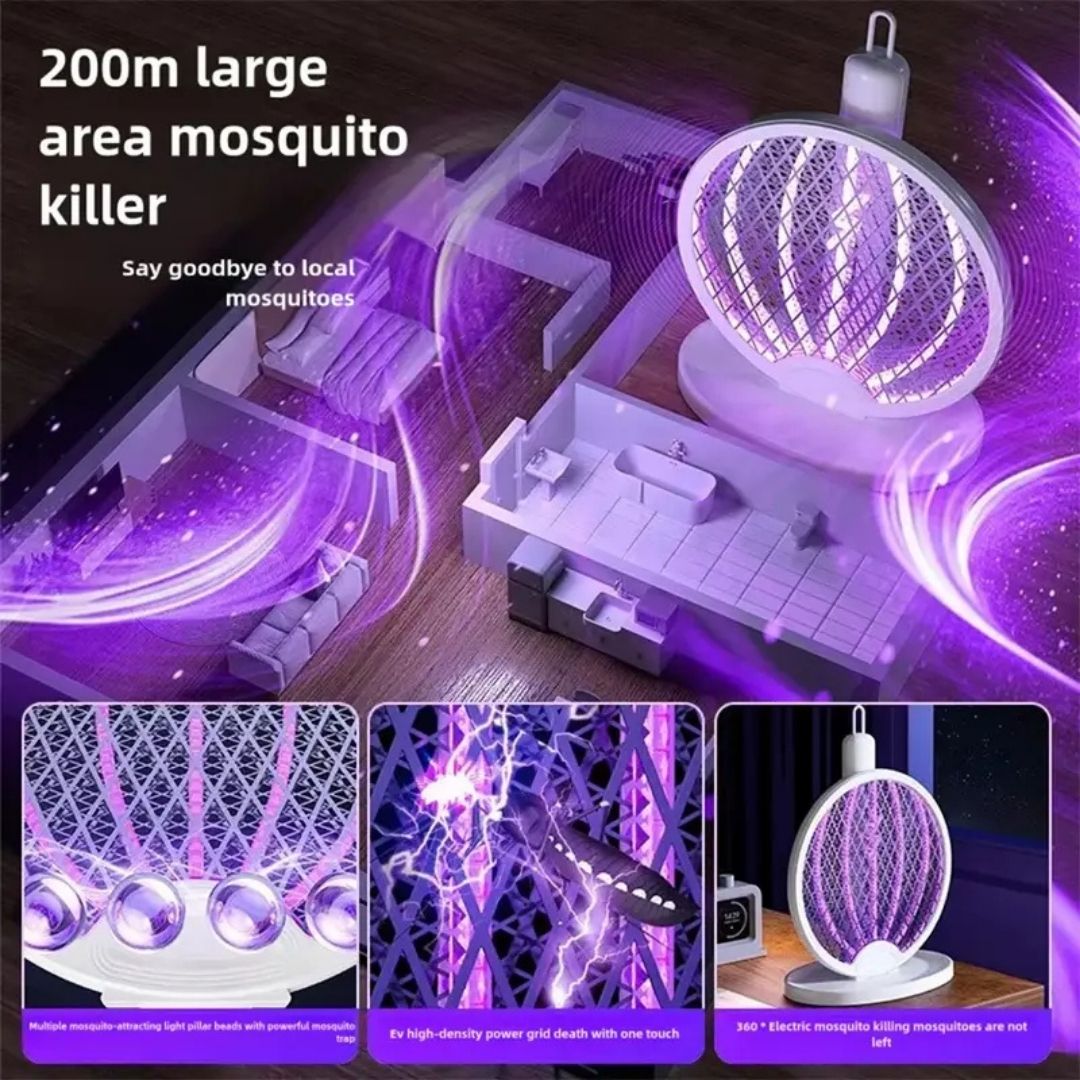 Matamoscas Eléctricos Plegables, Dispositivos Portátiles para Insectos con Función de Atracción de Luz Morada