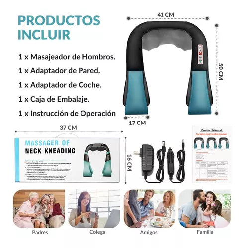 5 En 1 Masajeador Eléctrico Cuello Hombro Calor 3 Velocidades💆♀️