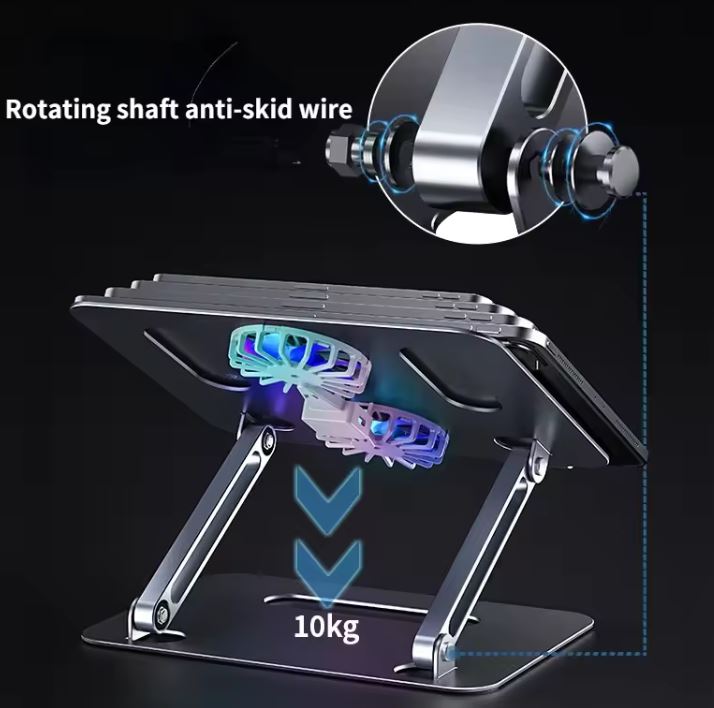 CoolStand™ Pro :🧊⚙️ Soporte con ventilador que cuida tu laptop y tu postura