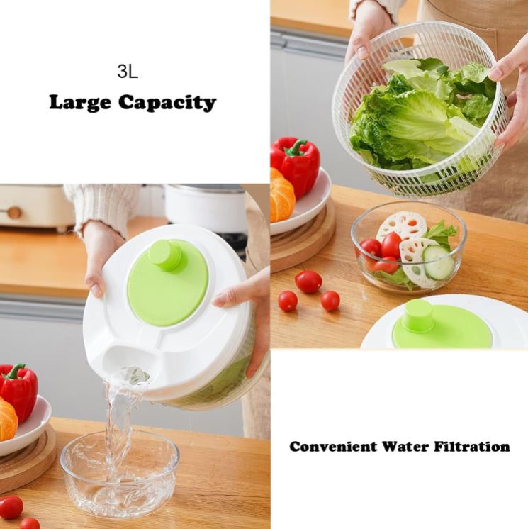 FreshSpin™:El Colador 3 en 1 para Ensaladas Frescas, Frutas y Verduras Siempre Listas 🥗